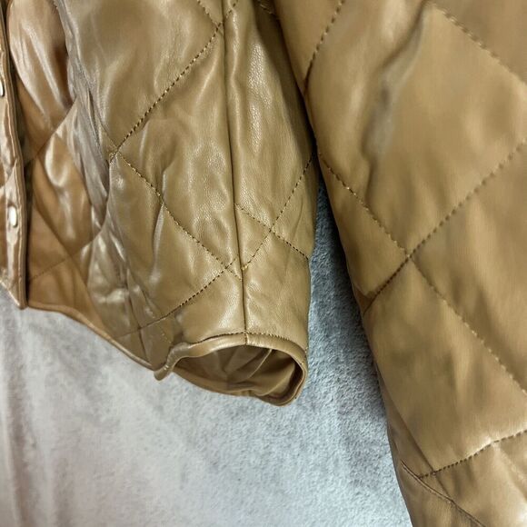 Love Tree Camel Colored Vegan Leather Jacket Women’s size Small NWT‎ - Picture 5 of 6